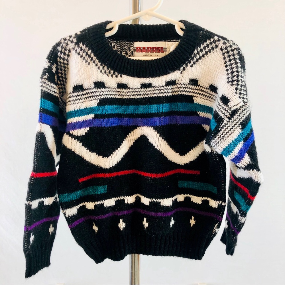 Vintage 80s Kids Ski Sweater by Barrel Size 4 made in USA